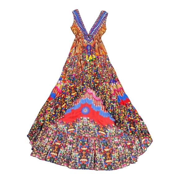 Shahida Parides NWT V-Neck Embellished Hi-Low Dress in Royal Heritage M/L - Picture 2 of 7